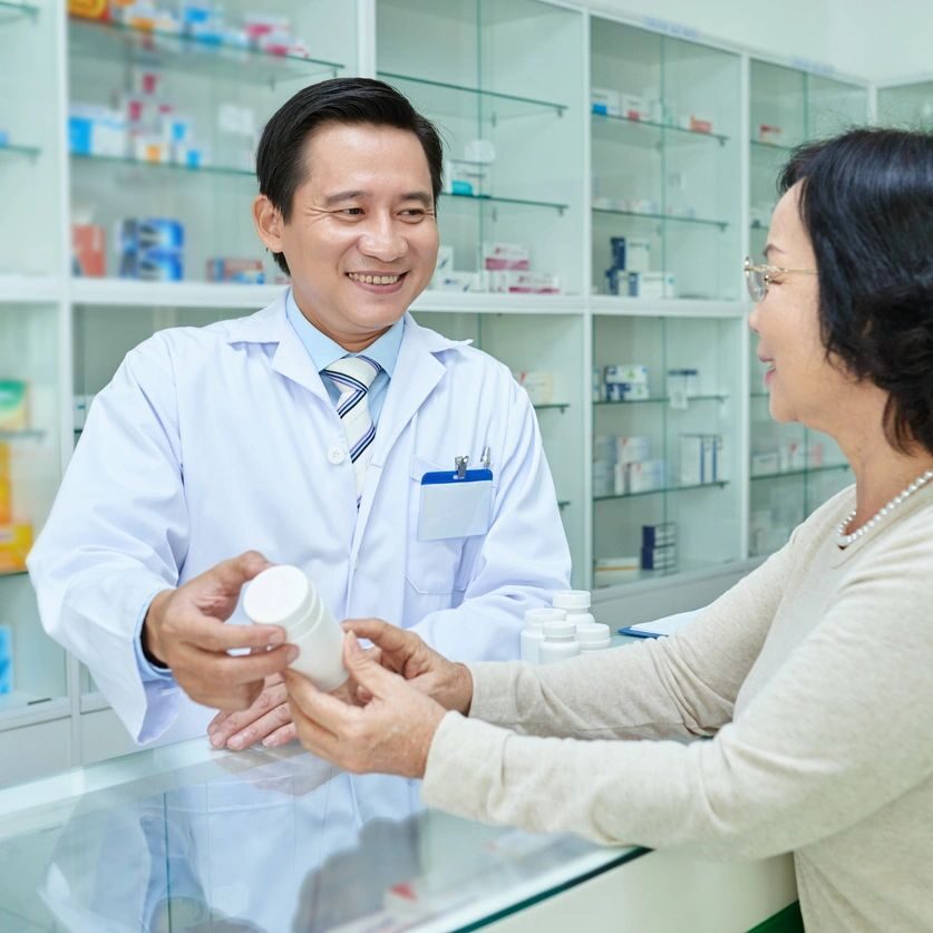 A woman in a pharmacy